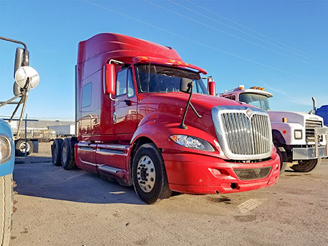 red Freightliner truck